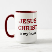 Christlicher Zitat Jesus ist meine Bossschrift Tasse (Links)