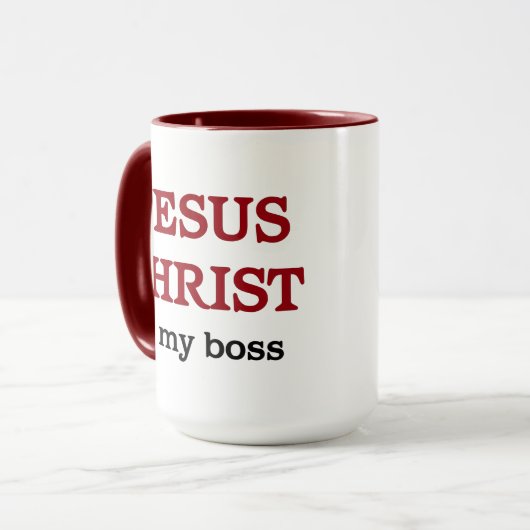 Christlicher Zitat Jesus ist meine Bossschrift Tasse (Vorderseite Links)