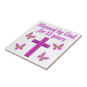 CHRISTLICHES 85. GEBURTSTAGES PINK CROSS DESIGN FLIESE (Seite)