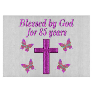 CHRISTLICHES 85. GEBURTSTAGES PINK CROSS DESIGN SCHNEIDEBRETT