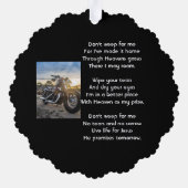 Christliches Andenken Motorrad Chopper Ornament Karte (Rückseite)