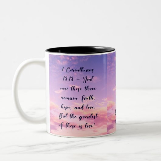 christliches, auf Glauben basierendes Design Zweifarbige Tasse (Links)