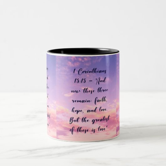 christliches, auf Glauben basierendes Design Zweifarbige Tasse (Mittel)