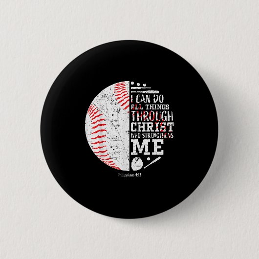 Christliches Baseball Philipper 4_13 Ich kann all Button (Vorderseite)