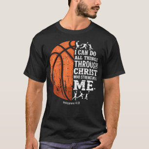 Christliches Basketball Ich kann alle Dinge Religi T-Shirt