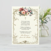 Christliches Beileid zur Beerdigung von Blumenbeer Einladung (Stehend Vorderseite)