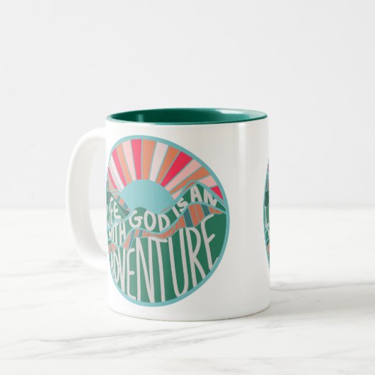 Christliches Bergabenteuer Zweifarbige Tasse (Vorderseite Links)