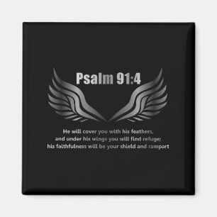 Christliches Bibelvers-Zitat Psalm 91 4 Design auf Magnet
