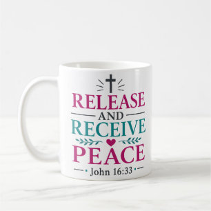 Christliches Bibelvers zum Thema Frieden loslassen Kaffeetasse
