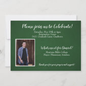 Christliches Bibelverse Green Abschluss Foto Einladung (Rückseite)