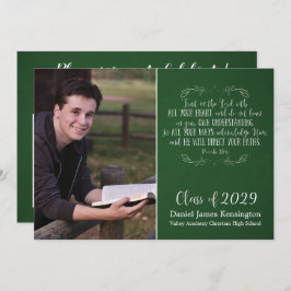 Christliches Bibelverse Green Abschluss Foto Einladung