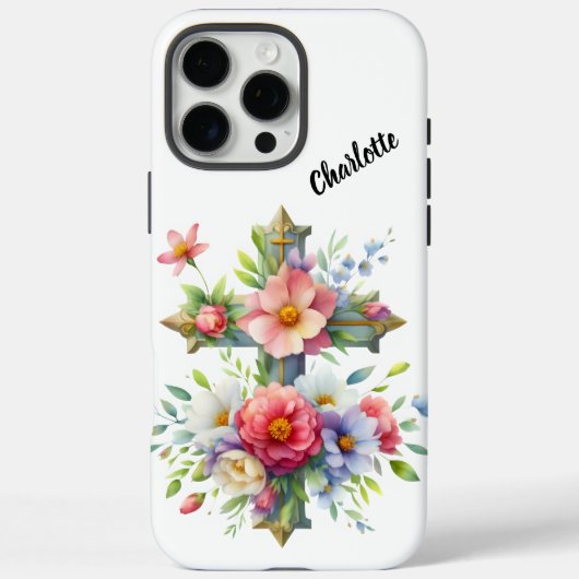 Christliches Blaues Kreuz durch blühende Blume Case-Mate iPhone Hülle (Rückseite)