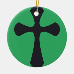 Christliches blaues Kreuz Keramik Ornament
