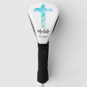 Christliches blaues Wasserfarbkreuz Golf Headcover (Vorderseite)