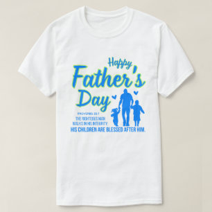 Christliches Blue Happy Vatertag Sprichwörter 20:7 T-Shirt