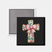 Christliches Blumenkochett Bow Pink Religiös Magnet (Vorderseite/Rückseite)