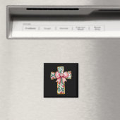 Christliches Blumenkochett Bow Pink Religiös Magnet (In Situ (Geschirrspüler))