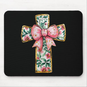 Christliches Blumenkochett Bow Pink Religiös Mousepad