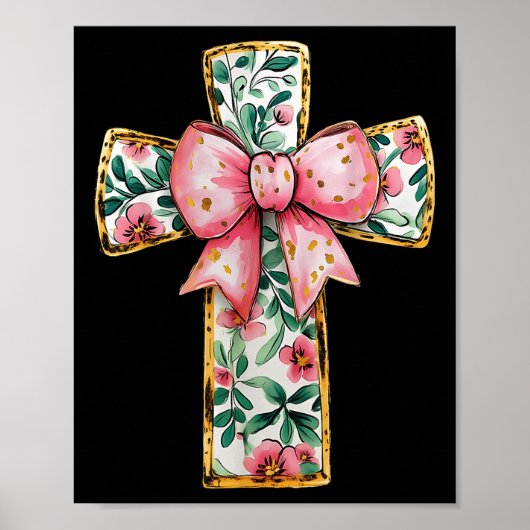 Christliches Blumenkochett Bow Pink Religiös Poster (Vorne)