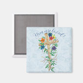 Christliches Blumenkreuz Magnet (Vorderseite/Rückseite)