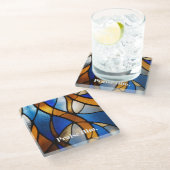 Christliches Buntglas-Look Glasuntersetzer (Schrägansicht)