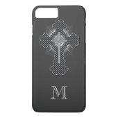 Christliches Chromkreuz-Graumonogramm Case-Mate iPhone Hülle (Rückseite)