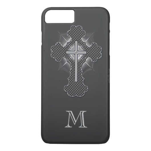 Christliches Chromkreuz-Graumonogramm Case-Mate iPhone Hülle (Rückseite)