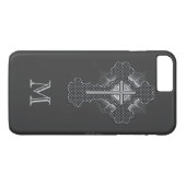Christliches Chromkreuz-Graumonogramm Case-Mate iPhone Hülle (Rückseite (Horizontal))