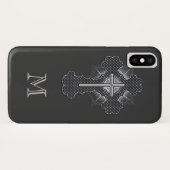Christliches Chromkreuz-Graumonogramm Case-Mate iPhone Hülle (Rückseite (Horizontal))