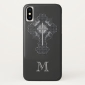 Christliches Chromkreuz-Graumonogramm Case-Mate iPhone Hülle (Rückseite)