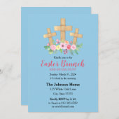 Christliches Cross & Blume Religiöses Osterfest Einladung (Vorne/Hinten)