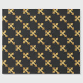 Christliches Cross Fleury Gold auf Schwarz Geschenkpapier (Flach)