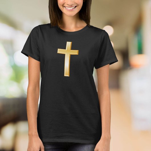 Christliches Cross-Gold-Symbol T-Shirt