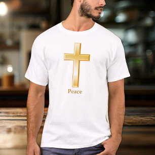 Christliches Cross-Gold-Symbol T-Shirt