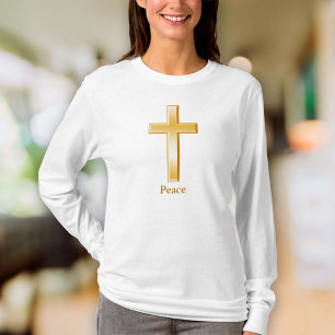 Christliches Cross-Gold-Symbol T-Shirt