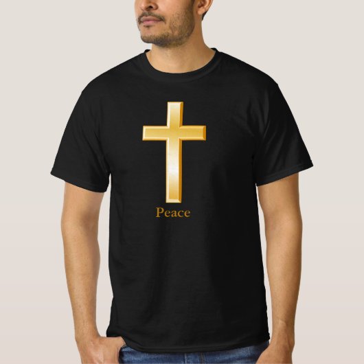 Christliches Cross-Gold-Symbol T-Shirt (Vorderseite)