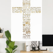 Christliches Cross golden Bibel Verses Poster (Heimbüro)