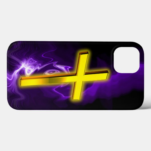 Christliches Cross in Gold und Lila Case-Mate iPhone Hülle (Rückseite (Horizontal))
