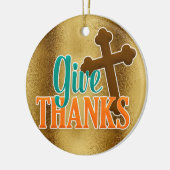 Christliches Cross-on-Gold Danke Keramikornament (Links)