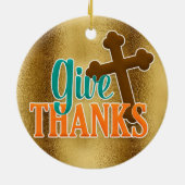 Christliches Cross-on-Gold Danke Keramikornament (Hinten)