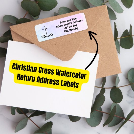 Christliches Cross-Water-Color-Rücksendezeichen