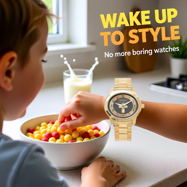 Christliches Crucifix-Kreuz mit lustigem Sprichwor Armbanduhr (Von Creator hochgeladen)