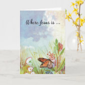 Christliches Denken ermutigt Schmetterling Karte (Gelbe Blume)