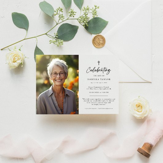 Christliches denkmal religiöses Cross Funeral Foto Einladung