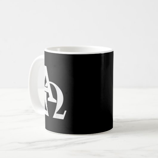 Christliches Design - Alpha und Omega die griechis Kaffeetasse (Vorderseite Links)