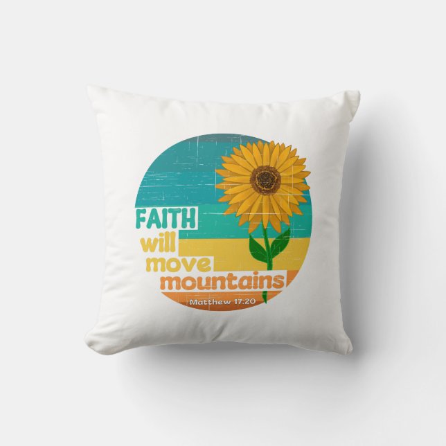 Christliches Design der Feith Move Mountains Kissen (Vorderseite)