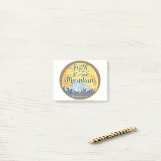 Christliches Design der Feith Move Mountains Post-it Klebezettel (Auf Schreibtisch)