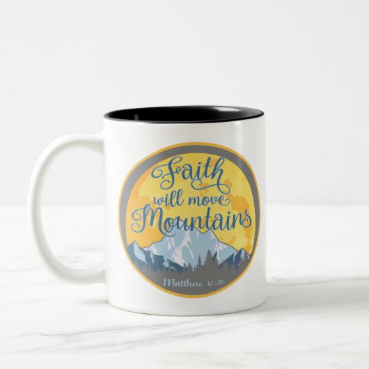 Christliches Design der Feith Move Mountains Zweifarbige Tasse (Links)