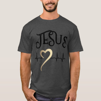 Christliches Design Jesus mit Herz und Herzschlag T-Shirt
