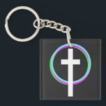 Christliches Dios Neon Circle Ring Feith-Logo Schlüsselanhänger<br><div class="desc">Cross Neon Faith Shirt Dream Big Digital Design</div>